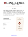 2016 Klinker Brick Albariño Tech Sheet